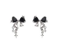 Ohrringe Mit Perlen Creolen für Frauen und Mädchen, lange Kristall-Statement-Ohrhänger, leichte Gold-Silber-Schleifen-Ohrringe, Band-Ohrringe, Schmuck, Geschenke Schaumkoralle (Black, 2.3x1.7cm)