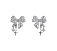 Ohrringe Mit Perlen Creolen für Frauen und Mädchen, lange Kristall-Statement-Ohrhänger, leichte Gold-Silber-Schleifen-Ohrringe, Band-Ohrringe, Schmuck, Geschenke Schaumkoralle (White, 2.3x1.7cm)