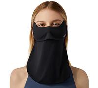 OhSunny Cache-cou pour le visage - Protection solaire - Cagoule en tissu avec boucles d'oreilles, Noir , Taille unique