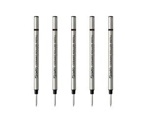 Ohto C-305 Lot de 5 recharges pour rouleau en céramique à base d'eau Encre noire Corps en métal Pointe fine 0,5 mm Mécanisme anti-séchage Compatible avec les modèles Ohto CR01/CR02