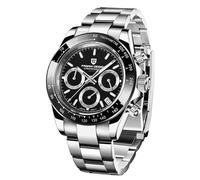 OHUGNA Pagani Design VK63 Montre à quartz en acier inoxydable avec chronographe et cristal saphir 40 mm, noir, Plongeur