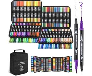 Ohuhu 160 Couleur Feutres Coloriage Adulte Enfants, Feutre Double Pointe Aquarelle Stylos Pointe Fine Pour Dessin, Manga, Doodling, Scrapbooking, Série Maui - Sac de Transport