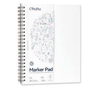 Ohuhu Carnet de Dessin A4 - Recto-Verso Sans Saignement - 60 Feuilles/120 Pages - Papier Lisse 150 g/m² - Reliure à Spirale, Sketchbook pour Marqueurs Alcool, Idéal pour Dessin, Écriture, Artistes