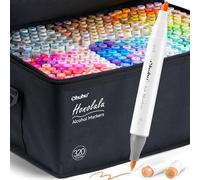 Ohuhu Feutre a Alcool 320 Colorés D'art, Pointe Double Feutres à Alcool Marqueurs Pinceau et Ciseau Burin Pour Artiste Etudiants, Feutres Coloriage Adulte Pour Croquis Coloriage Calligraphie