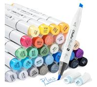 Ohuhu Feutres Alcool, 36+1 couleurs de Feutre a Alcool avec pinceau suprême et pointe biseautée, feutre alcool rechargeable pour artistes adultes coloriage illustrations croquis - Honolulu Plus