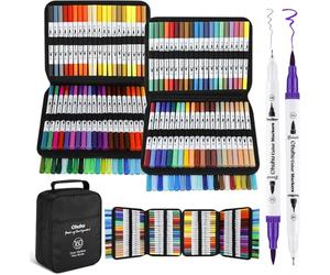 Ohuhu Feutres Coloriage Adulte 160 Couleur, Aquarelle Marqueurs à Double Pointe Fine et Pinceau Pour Dessin, Manga, Doodling, Scrapbooking, Série Maui - Sac de Transport