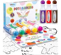 Ohuhu Feutres Coloriage Enfants, 8 Couleurs(40 ml) Marqueurs de Bingo avec 30 Pages Carnet d'activités Vierges - À base d'eau Non Toxique Feutre Lavable Enfant pour les Enfants 3 ans＋ Préscolaire