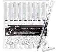 Ohuhu Feutres fineliners, pointes assorties, encre pigmentaire noire, micro-feutres anti-floutage pour esquisser, écrire et tenir un journal, 9 feutres
