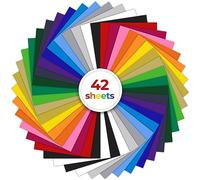 Ohuhu Flex Thermocollant 42 Feuilles 30,5cm×25,4cm Vinyle de Transfert de Chaleur vinyle adhesif pour Tissu, t-shirts, les chapeaux et les cuirs avec la machine de pressage à chaud (20 couleurs)