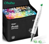 Ohuhu Honolulu 120 couleurs marqueur stylo ensemble alcool Art marqueurs rechargeables double conseils croquis dessin Manga école Art fournitures Brush Chisel 120 CLR