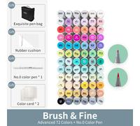Ohuhu Honolulu-Ensemble De Stylos Marqueurs À L'huile,Stylo Feutre Pinceau Pour Touristes,Croquis,Dessin,Manga,Fournitures D'art Scolaire,72 Couleurs - Type Brush Fine 72 Clr