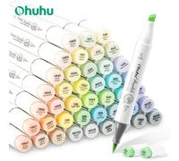 Ohuhu Honolulu nouveau 48 couleurs Pastel marqueur ensemble de stylos marqueurs d'art à l'alcool floraison double conseils croquis dessin école Art Supplie Brush Chisel 48 CLR