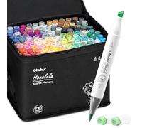 Ohuhu Kit de 120 marqueurs colorés d'art, pointe double, pinceau et ciseau burin pour artiste, étudiants, marqueurs pinceau pour croquis, coloriage pour adultes, calligraphie