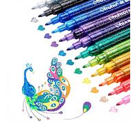 Ohuhu Leahi - Pack de 12 marqueurs gel peinture - Blanc opaque, pointe extra fine - Pour surligner, dessiner, esquisser, scrapbooking et illustration - Papier noir