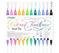 Ohuhu Lot de 12 stylos à dessin colorés à double pointe - Étanche et résistant à l'alcool - Pour adultes, artistes et débutants, dessin, croquis, journal intime e bureau