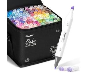 Ohuhu Lot de 120 marqueurs permanents à double pointe pour surligneur avec étui de transport pour dessin, croquis, coloriage, surlignage pour adultes