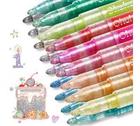 Ohuhu Lot de 18 marqueurs à double ligne métalliques scintillants à base d'alcool pour cartes, lettrage, journal, loisirs créatifs, cadeau de Noël pour adolescents et adultes
