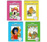 Ohuhu Lot de 4 livres de coloriage pour adultes - Papier double face anti-sang pour marqueurs - Motifs anti-stress - 20 x 25 cm (animaux, mandalas, fleurs, desserts) - 160 pages - Reliure à spirale