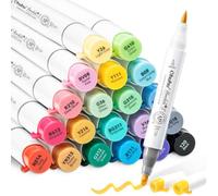 Ohuhu Marker, 24+1 Colours Brush and Soft Chisel Double Tips | Seamless Mixing, Refillable Ink Alcohol Marker for Artists, Adults, Illustrations, Sketching, Honolulu 2S