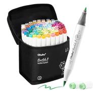 Ohuhu Marqueurs à alcool 72 couleurs, Marqueurs à croquis à double pointe (pinceau et pointe fine), Marqueurs artistiques pour le coloriage et les illustrations, 1 Mélangeur en prime