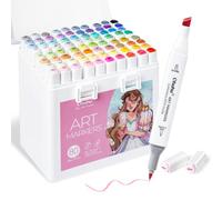 Ohuhu Marqueurs à alcool pour débutants - 80 couleurs - Mini pinceau et burin pour dessin