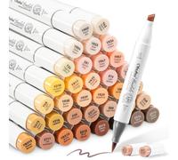 Ohuhu Marqueurs à Alcool pour les Couleurs de Peau, Pinceau et Ciseau Marqueur Artistique pour Croquis Feutres à Alcool pour les tons de Peau et les Nuances de Cheveux, Série Honolulu