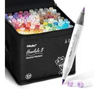 Ohuhu Marqueurs Alcool 104 Pinceau & Fine Set Art Rechargeable