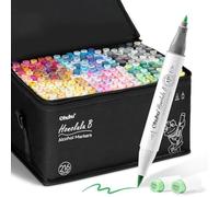 Ohuhu Marqueurs Alcool 216 Pinceau & Fine Set Art Rechargeable | Double Pointe Mélange Facile & Non Baveux Séchage Rapide pour Illustration Calligraphie & Croquis AP Certifié - Honolulu B