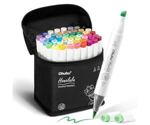 Ohuhu Marqueurs Alcool 48 Pinceau & Ciseau pour Coloration Adultes