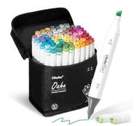 Ohuhu Feutre Alcool, 80 Couleurs Marqueurs d'art à Double Pointe Burin et Pointe Fine pour Illustrations à Colorier, Encre à Base D'alcool étui à Marqueurs, Série Oahu