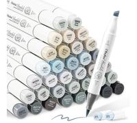 Ohuhu Marqueurs Colorés D'art, Pinceau Pointe Double Feutres à Alcool Pinceau et Ciseau Burin Pour Artiste Etudiants Pour Croquis Coloriage Calligraphie avec étui, Série Honolulu