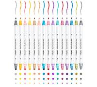 Ohuhu Marqueurs lavables, 15 couleurs métalliques à double embouts Bingo Daubers, stylos à encre à base d'eau pour la journalisation, le bricolage, la mise en évidence, le scrapbooking
