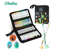 Ohuhu Nahuku marqueurs acryliques à encre directe marqueurs de peinture acrylique liquide Direct pointe de brosse Flexible stylos de peinture haute opacité résistant à la lumière 48 Colors
