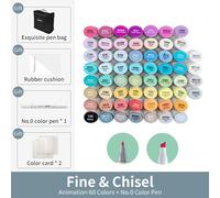 Ohuhu Oahu-Ensemble De Stylos Marqueurs Dcart,Stylo Feutre Pinceau Pour Touristes,Croquis,Dessin Graffiti,Fournitures D'art Scolaire Manga,60 Couleurs - Type Fine Chisel 60 Clr
