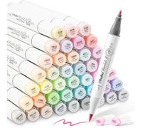 Ohuhu Pastel Marqueurs 48 Pinceau & Fine avec Boîtier & Mélangeur | Tons Pastel Parfaits pour Art Esthétique Bullet Journals & Calligraphie Mélange Facile Non Baveux - Honolulu B