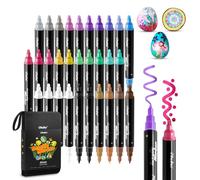 Ohuhu Stylos à peinture acrylique, 30 paquets de marqueurs acryliques double pointe à haute opacité, imperméables et résistants à la lumière, pour la peinture de rochers, Bois, Verre, Céramique