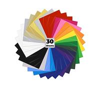 Ohuhu Vinyle Thermocollant 30 Feuilles 22 Couleurs Flex pour Cricut Transfert Textile T-Shirts Vêtements Chapeaux