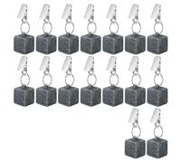 Ohulelks 16 Pièces de Poids de Nappe avec Clip en Métal, Pierres Suspendues pour Nappes en Forme de Cube, Poids de Nappe en Marbre pour la Décoration