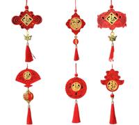Ohulelks 6 PièCes 2024 FêTe du AnnéE du Dragon Signe en Bois Pendentif Entreprise Centre Commercial DéCoration Cadeaux du Un Chinois,D
