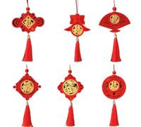 Ohulelks 6 PièCes 2024 FêTe du AnnéE du Dragon Signe en Bois Pendentif Entreprise Centre Commercial DéCoration Cadeaux du Un Chinois,A