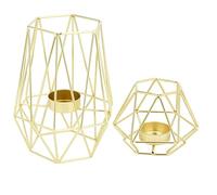 Ohulelks Ensemble de 2 Photophores GéOméTriques en MéTal avec Bougies Chauffe-Plat pour DéCorations de Salons et de Salles de - Centres de Table pour Mariages et Salles à Manger