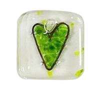 Ohulelks Jeton de Poche en Verre avec Cœur, Carte Souvenir, Cadeau - Cartes de Poche Souvenir en Verre Fondu, Jeton de Poche en Forme de Cœur Vert, Facile à Utiliser