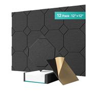 Ohulelks Lot de 12 Panneaux Acoustiques Autocollants, Panneaux Muraux Insonorisants, Panneaux Insonorisants pour Portes, Plafonds, Bureaux à Domicile, A