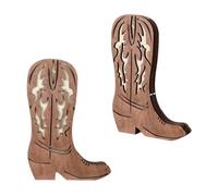 Ohulelks Lot de 2 Pots de Fleurs Muraux en Bois en Forme de Bottes de Cowboy pour Plantes D'Intérieur, 30,5 X 20,3 Cm, Vases de Poche Suspendus en Forme de Bottes de Cowboy