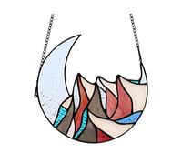 Ohulelks Montagne avec Fenêtre Teintée de Lune à Suspendre, Décorations de Montagne de Neige, Attrape-Soleil pour Fenêtre, Décoration de Montagne de Lune, Cadeau