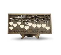Ohulelks Panneau Familial Personnalisé pour Maman, Cadre d'arbre en Bois Personnalisé, Plaques en Bois Gravées, Décoration, Cadeaux de Fête des Mères, A