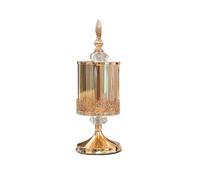 Ohulelks Pot de Rangement en Verre Cristal Européen avec Couvercle Pot de Bonbons Rose Rangement Plaqué Or Ornements Décoratifs Art HomeDecoration,S