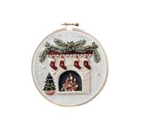 Ohulelks Série de Noël Non Finie, Sac de Point de Croix, Sac de Broderie pour Débutants, Décoration de Maison DIY. Cheminée