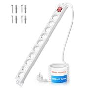 Ohuo Multiprise avec Interrupteur 10 Prises, Bloc Multiprise 10 Prises Parafoudre et Surtension, Aluminium, Câble de 1,8 m, 16A 3680W