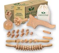 OHVITAE Kit de madérothérapie corporelle professionnelle, avec 6 éléments de bois et sac de transport, set de madérothérapie cellulite avec guide de bonnes habitudes